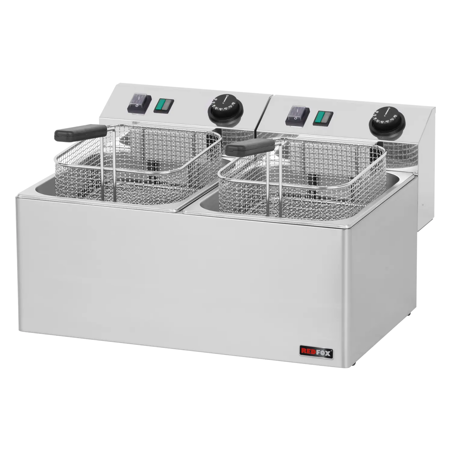 Electric fryer 2 baskets 0,38 kW/l, 8+8 l counter top 230 V | REDFOX - FE 77 E