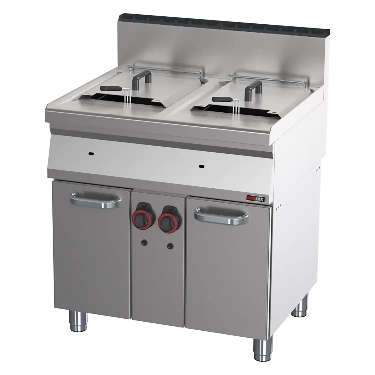 Gas fryer 2 baskets 0,8 kW/l, 15+15 l on cabinet | REDFOX - FE 70/80 G