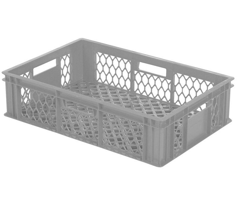 Saro BK154 bakery crate, grey perforated stacking box