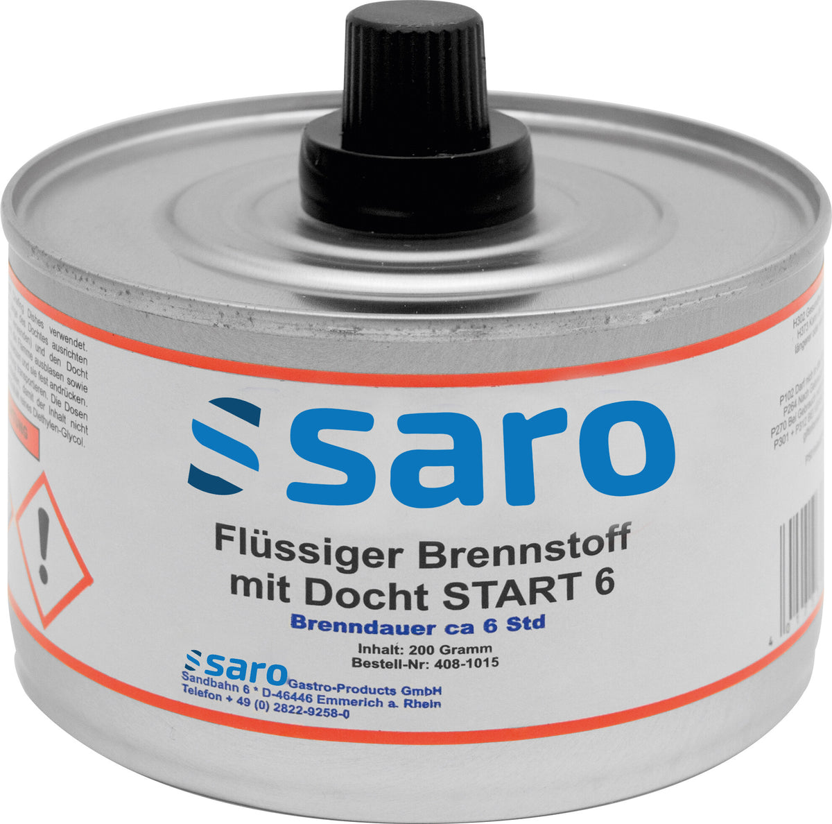 Saro START 6 liquid chafing fuel, tin with wick