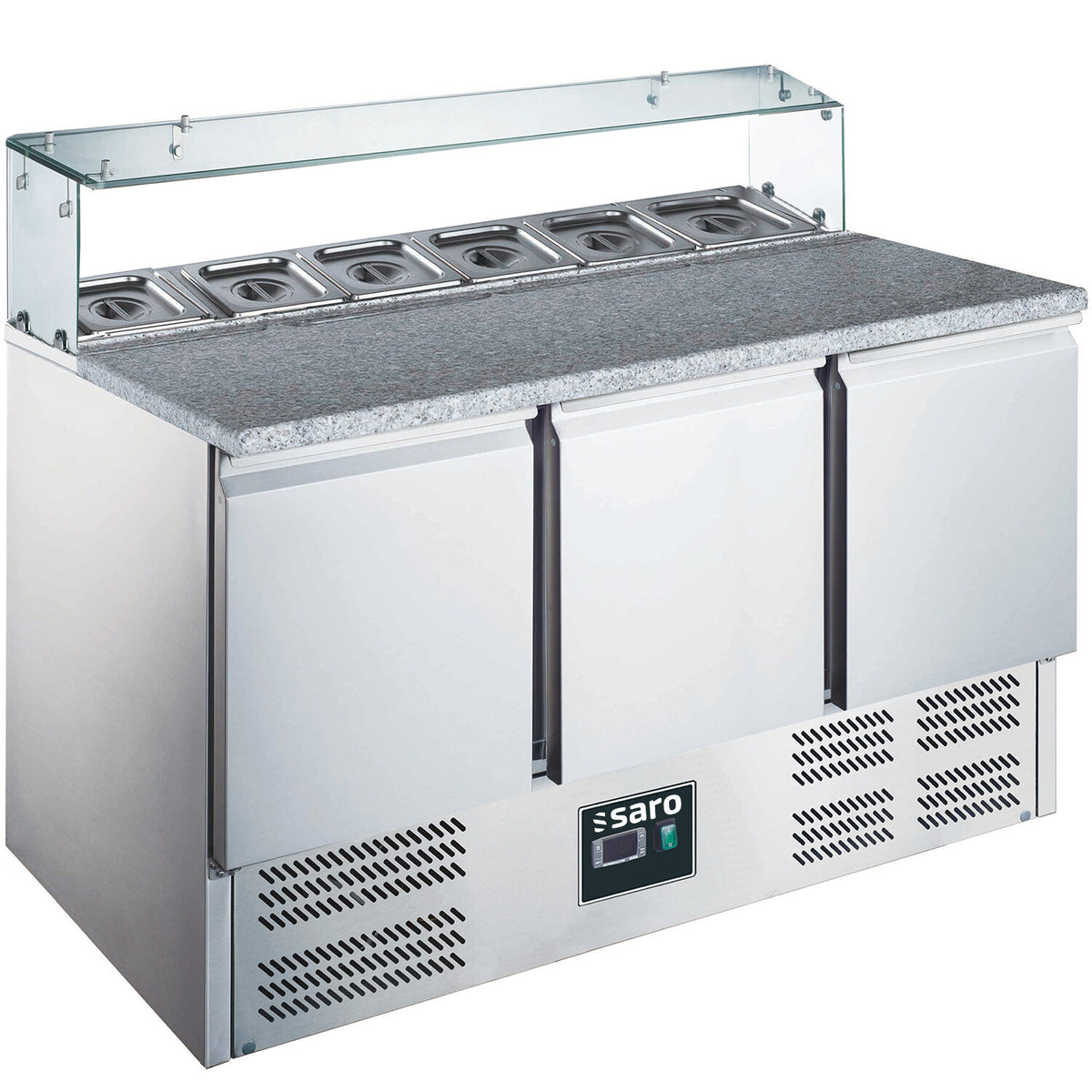 Saro EPS 903 G pizza prep table with glass top, granite