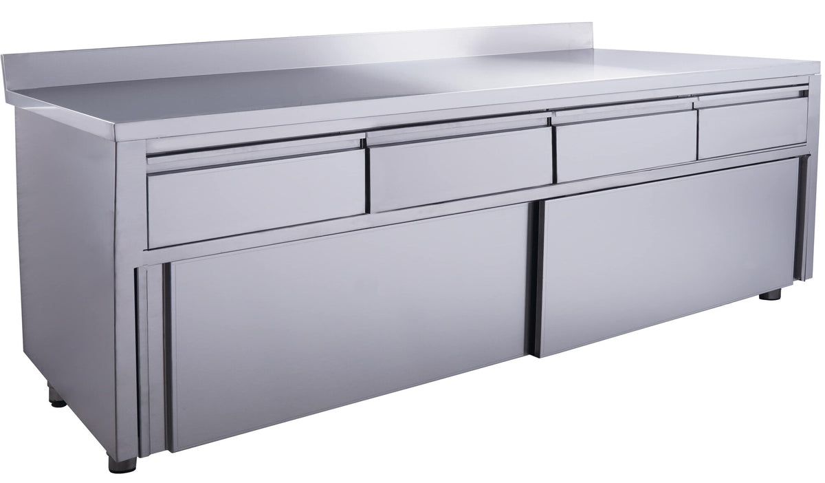 Saro sliding door cabinet, 4 drawers with upstand, 1800 x 700 mm