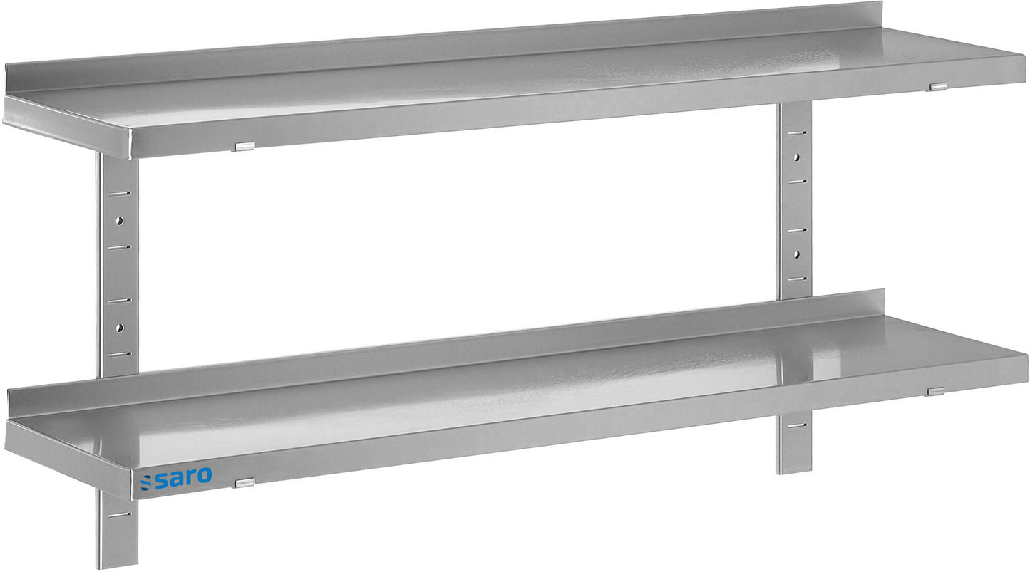 Saro wall shelf, 2 shelves, 1200 mm, stainless steel
