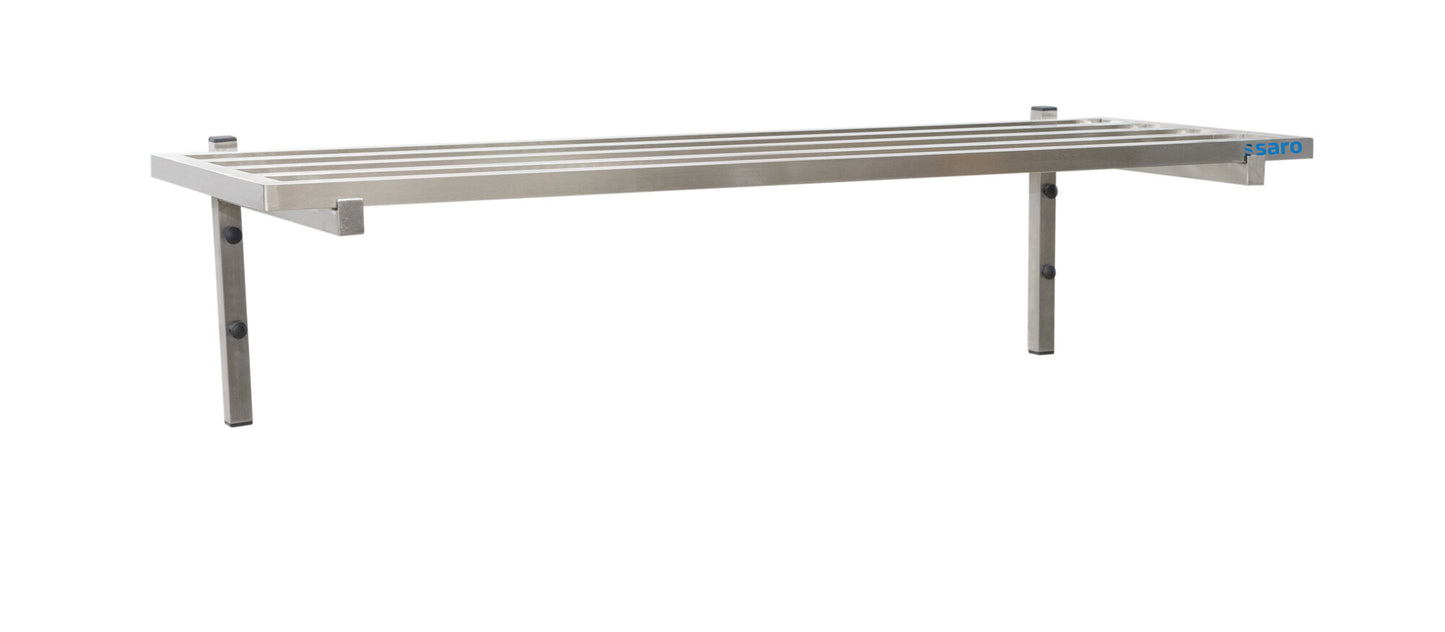 Saro wall shelf with struts, 1400 mm, stainless steel