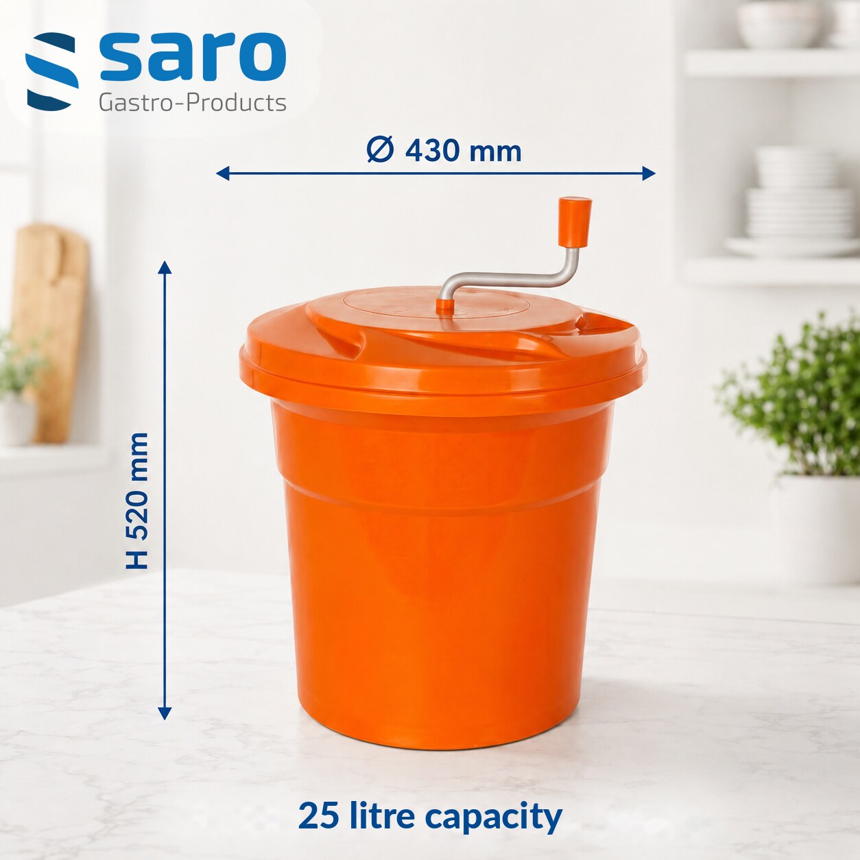 Saro Rena 251 salad spinner, dimensions diagram