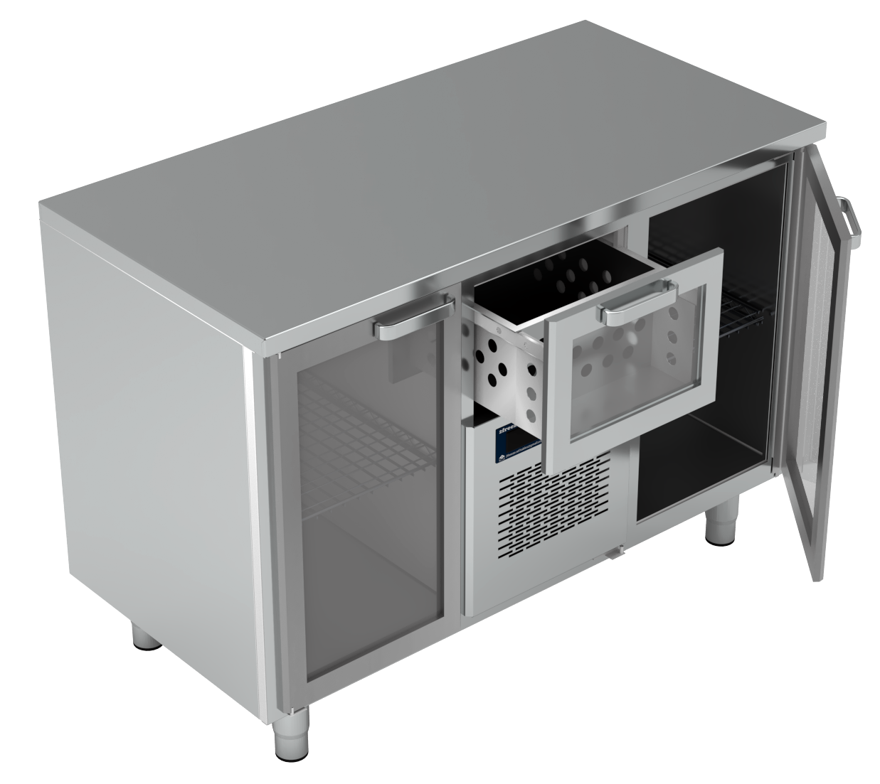 Refrigerated Table, 2 Glass Doors, +2/+6°C, 1260mm