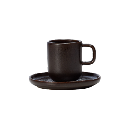 One Espresso Cup with Saucer, 90 mL, Metallic Brown