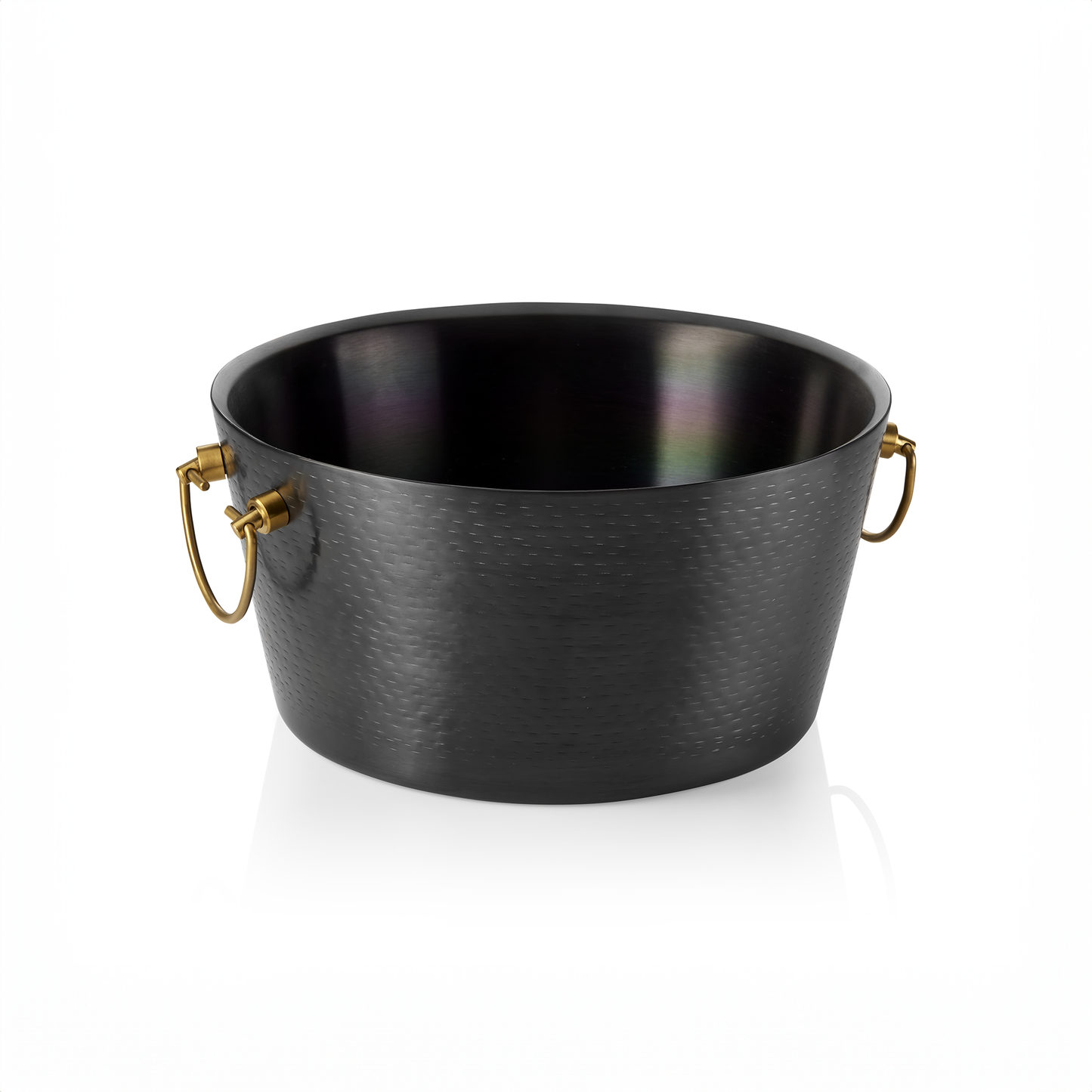 Was Champagne Cooler with Brass Handles, Hammered, Black, Ø340 mm