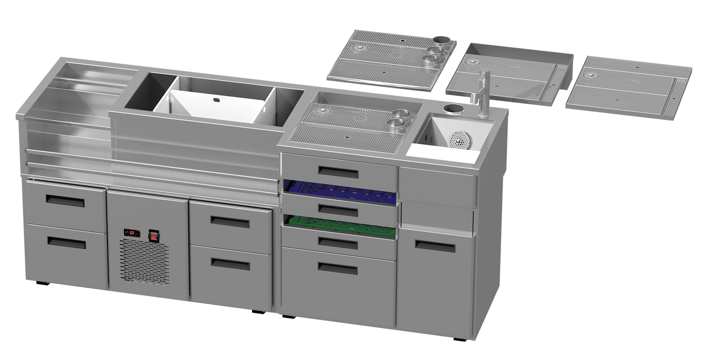 Modular Bar Station, 2200 mm, Ice Well & Freezer