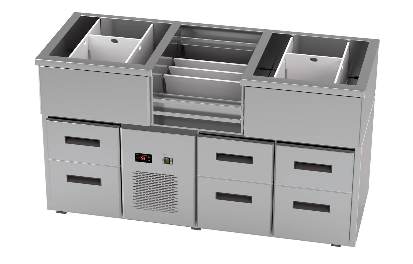 Bar Module, 2 Ice Wells, 6 Freezer Drawers, 1660mm