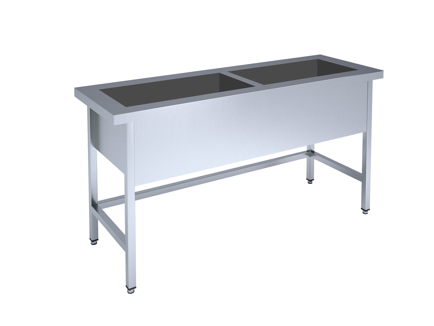 Framed table with double basin