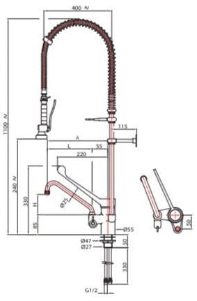 STYL Pre-Rinse Shower with Mixer, Deck-Mount