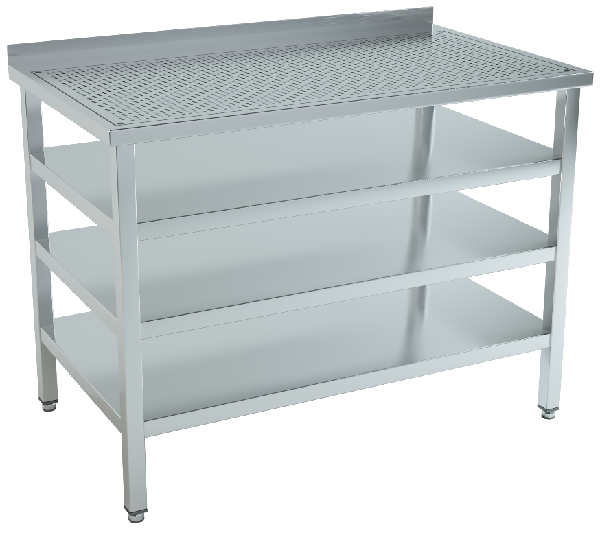 Working surface with shelves