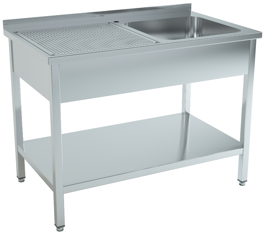 Washing station with one sink and perforated surface