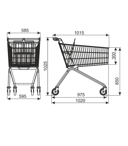 Retail Shopping Trolley, 130 L, 130 kg