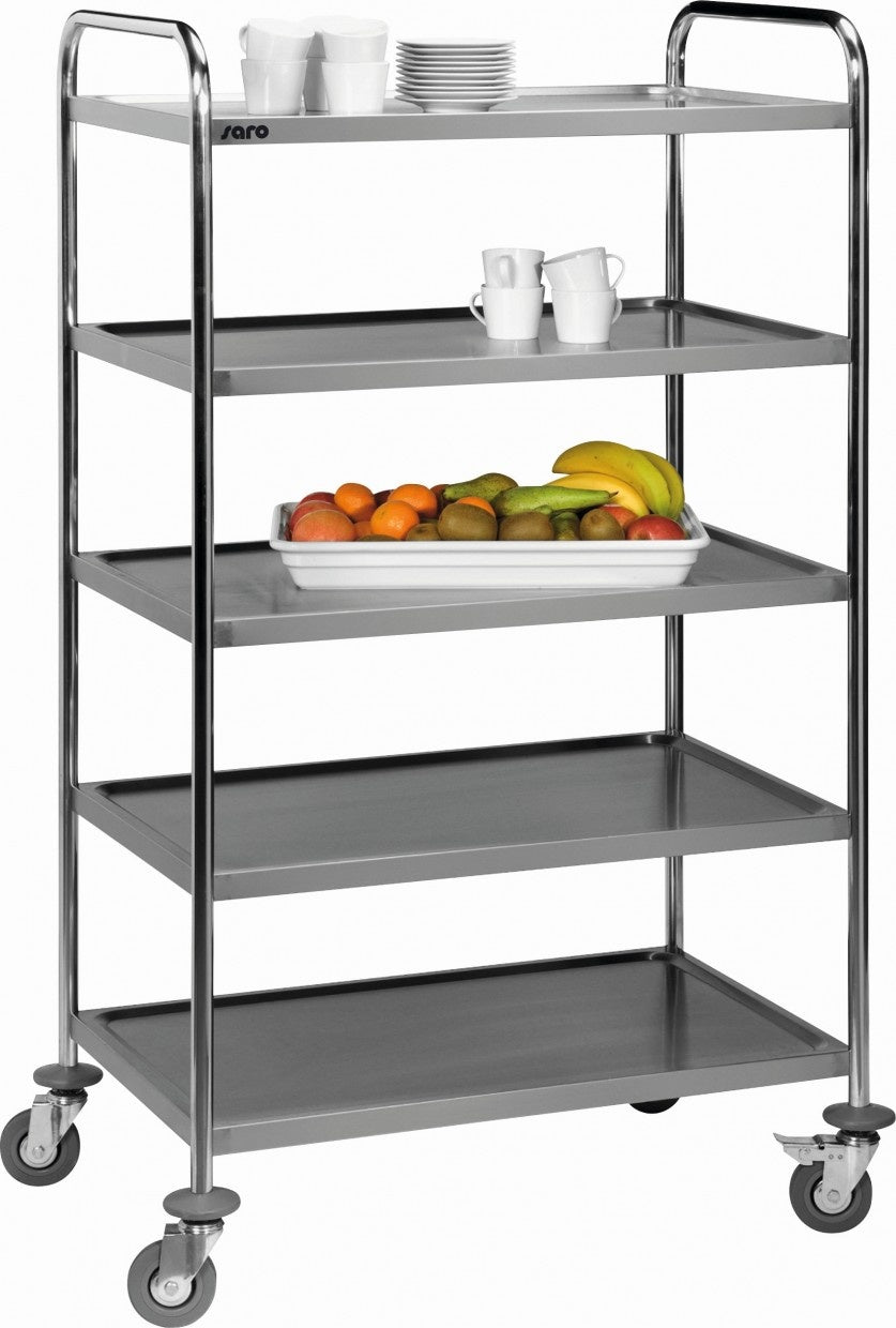 Stainless Steel Serving Trolley, 5 Shelves, 130 kg