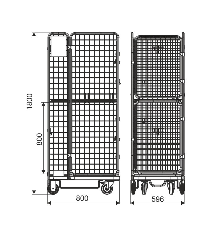 Folding Roll Container, 400 kg, 600×800×1800 mm