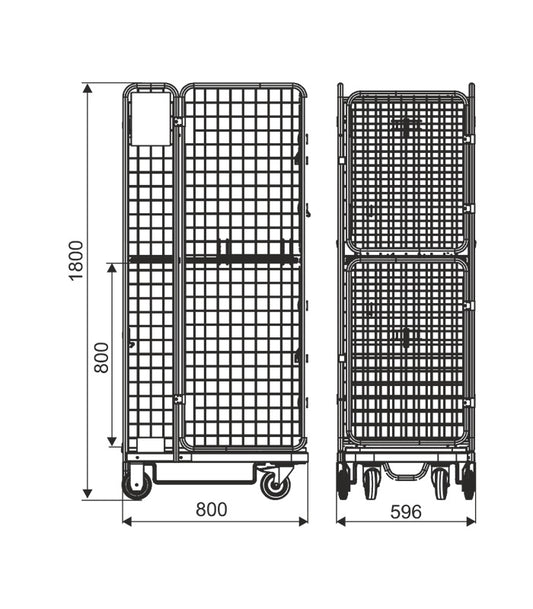 Folding Roll Container, 400 kg, 600×800×1800 mm