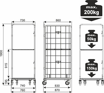 Folding Warehouse Rollcontainer, 200 kg, 1800×810 mm