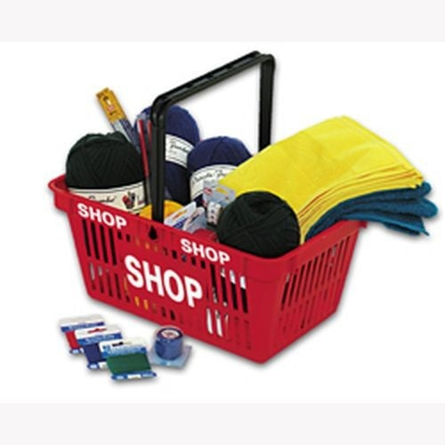 Plastic Shopping Basket, Stackable, Folding Handles
