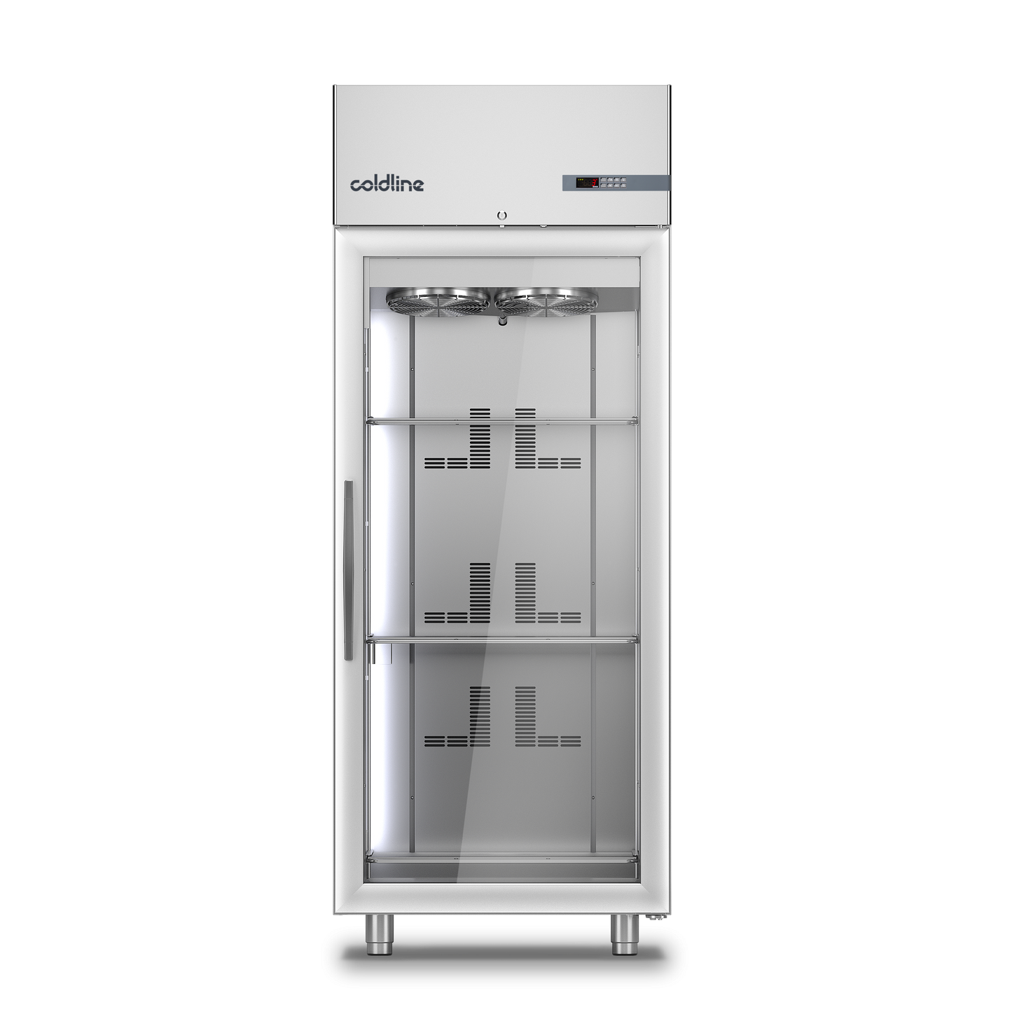 Upright Glass-Door Refrigerator, 650 L, 0/+10°C