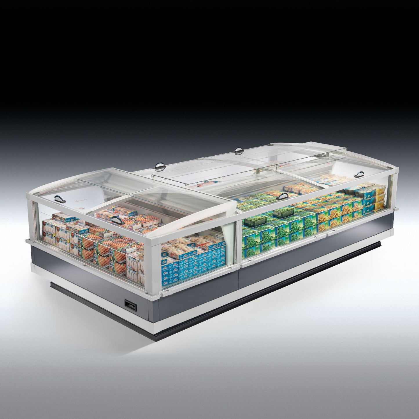Remote Closed Island Display Cabinet, Dual Basin