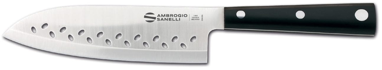 Hasaki Santoku Knife, Perforated Blade, 16 cm
