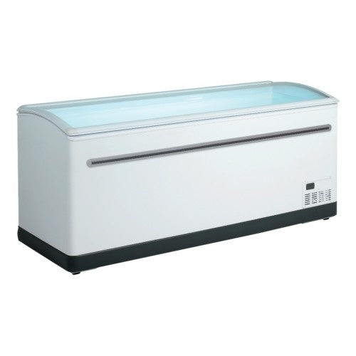 Curved Glass Chest Freezer Island, Plug-In, Eco