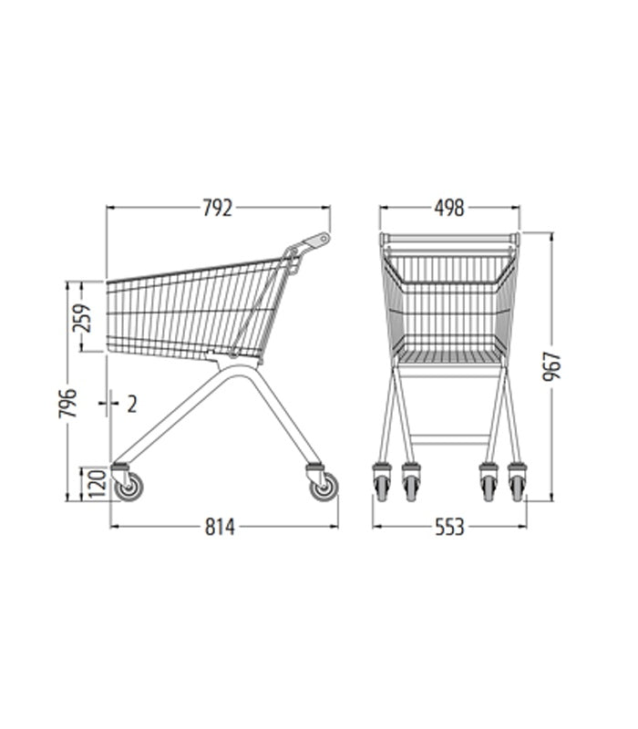 Steel Shopping Trolley with Child Seat, 75 L