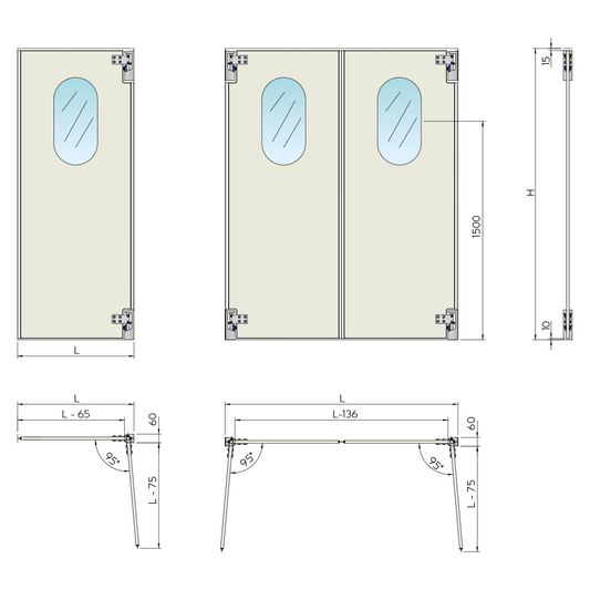 Traffic Swinging Door, PP, 20 mm, RAL 7032