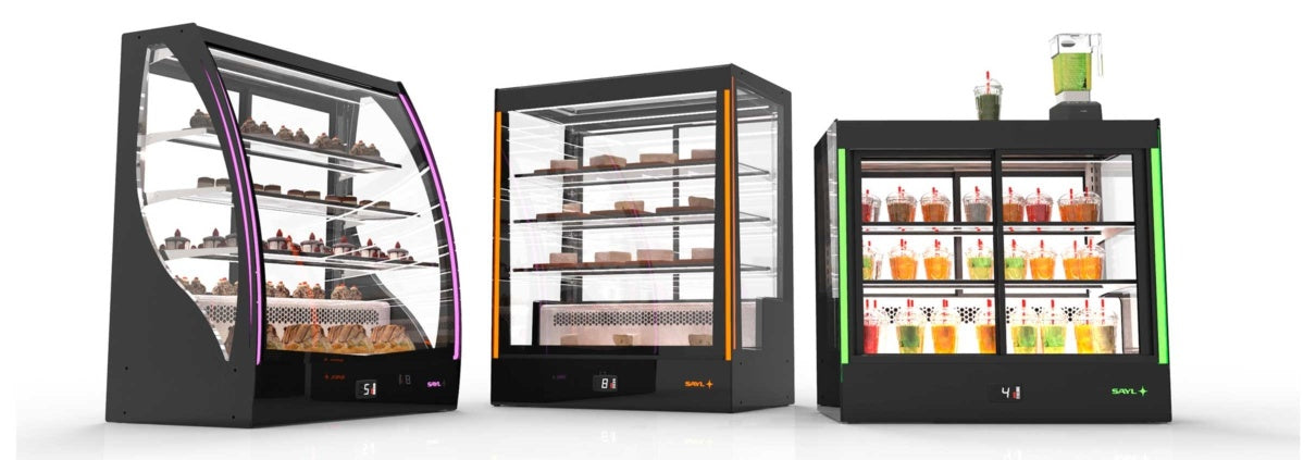 Curved Glass Pastry Display Cabinet, 3 Shelves, 4-8°C