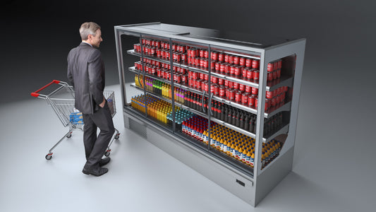 Semi-Vertical Multideck Display Cabinet, Glass Doors, 1650mm