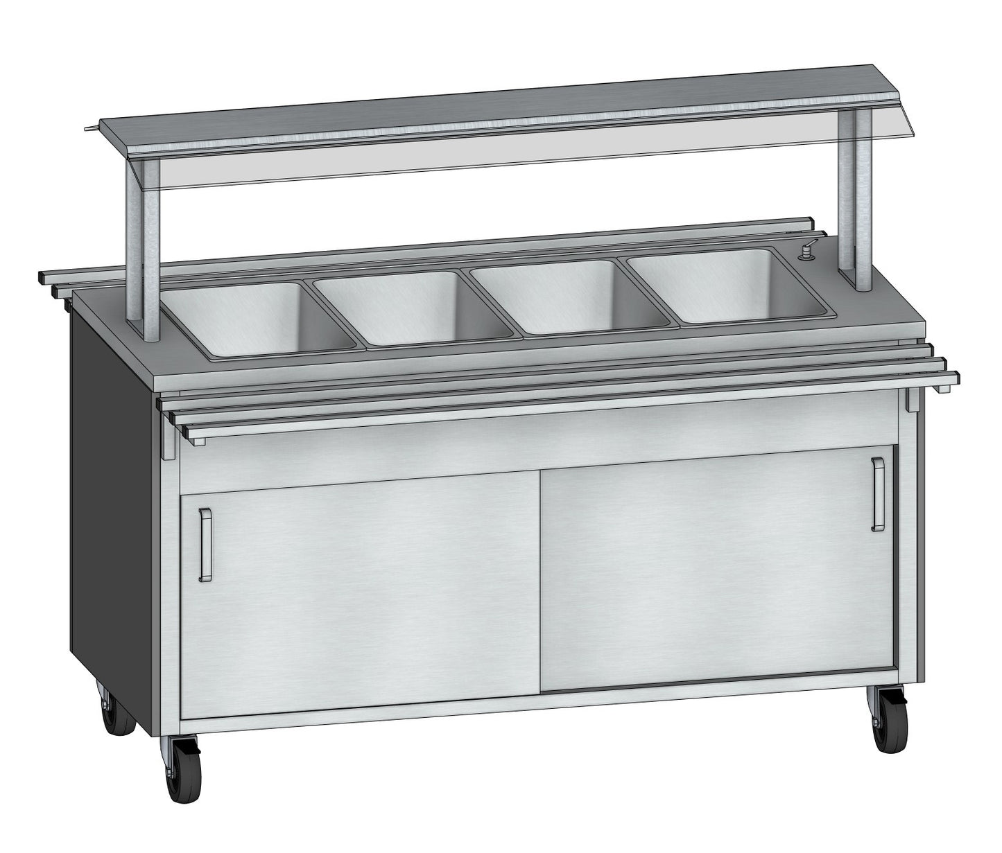 Mobile Hot Bain Marie, 4× GN 1/1, 65-90°C, 3 kW