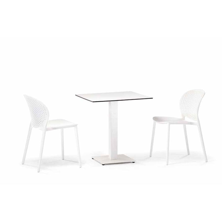 Pedestal Table Base, Steel, White, Adjustable Feet