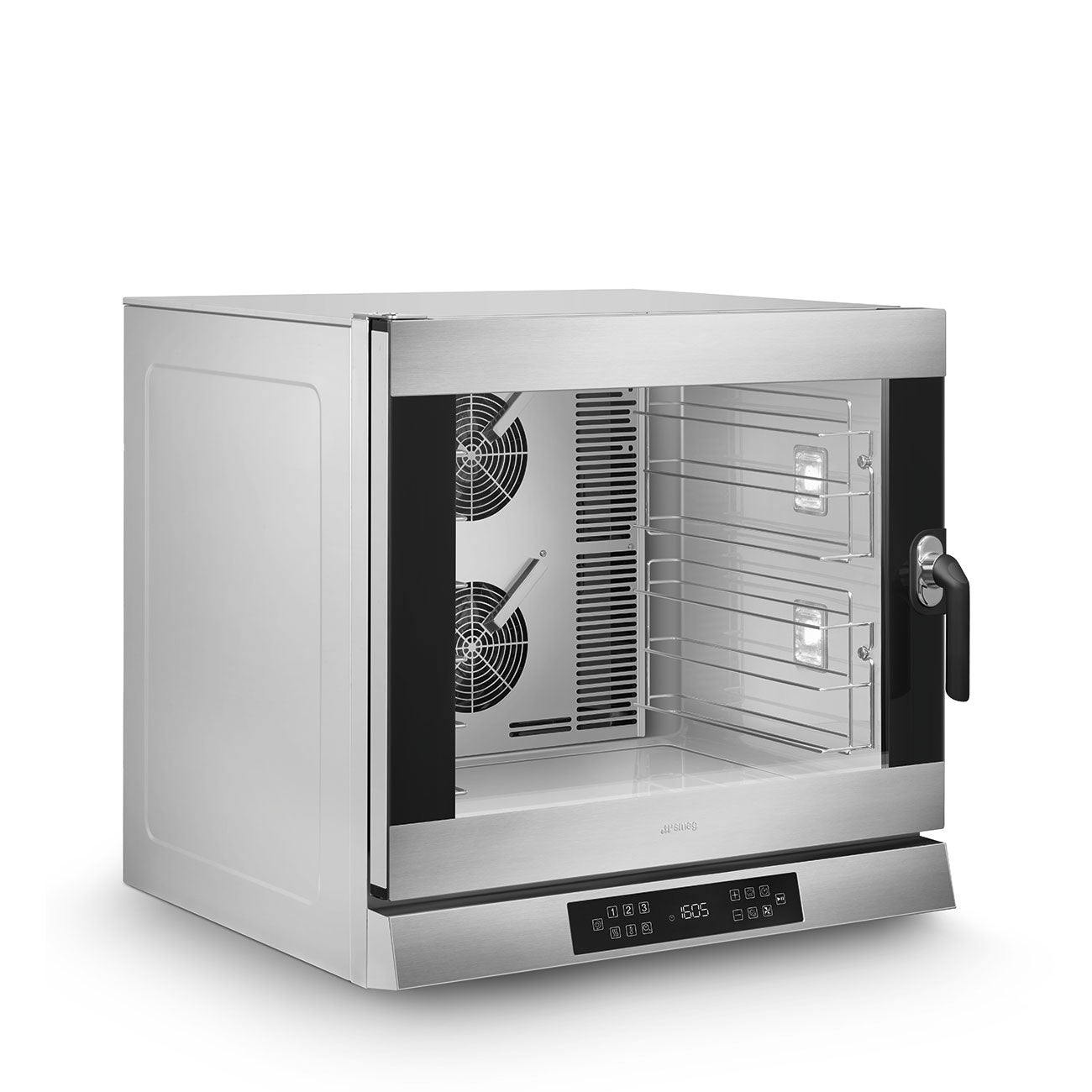 Smeg ALFA625E1HDS convection oven, front view with door open