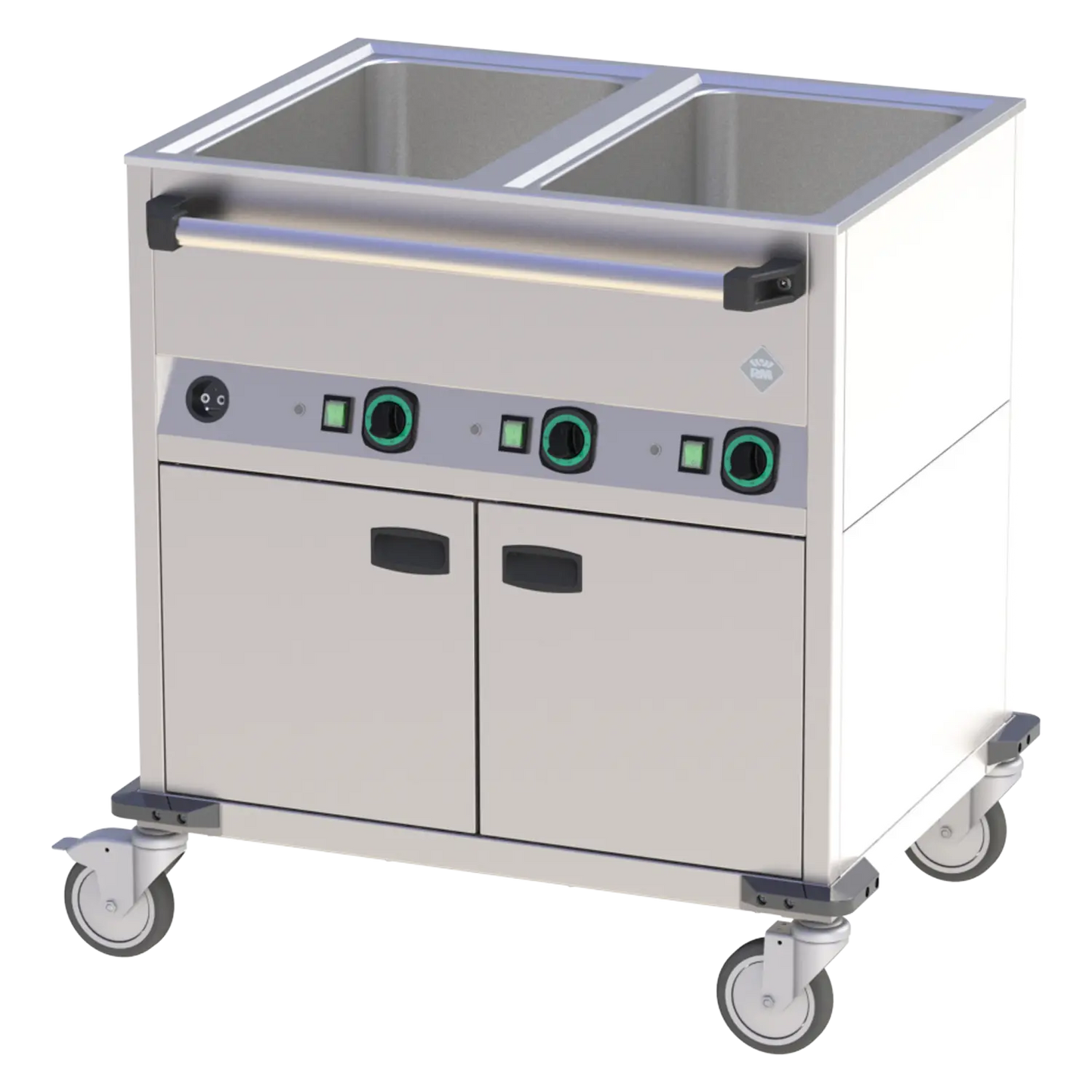 Bain marie trolley electric GN 2-1/1 heated cupboard controllers on longer side | RM - BMPD 2120 CSH