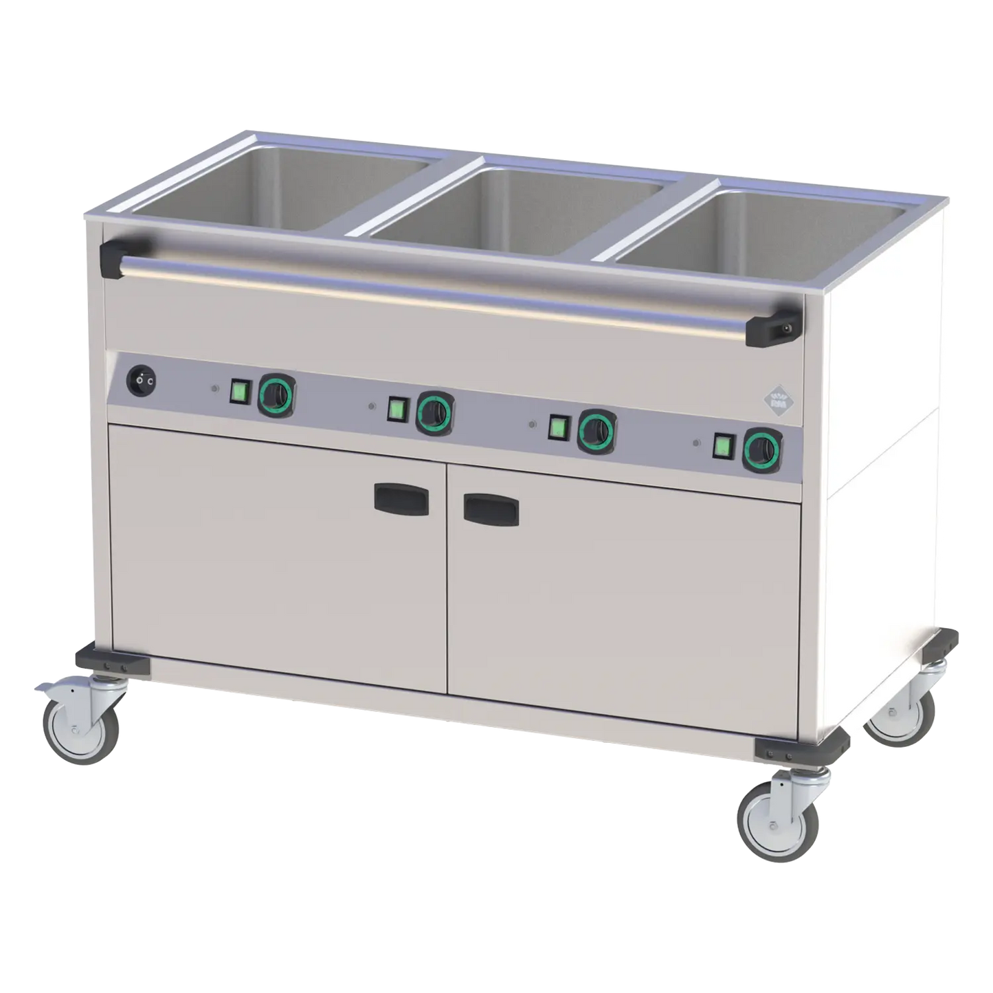 Bain marie trolley electric GN 3-1/1 heated cupboard controllers on longer side | RM - BMPD 3120 CSH