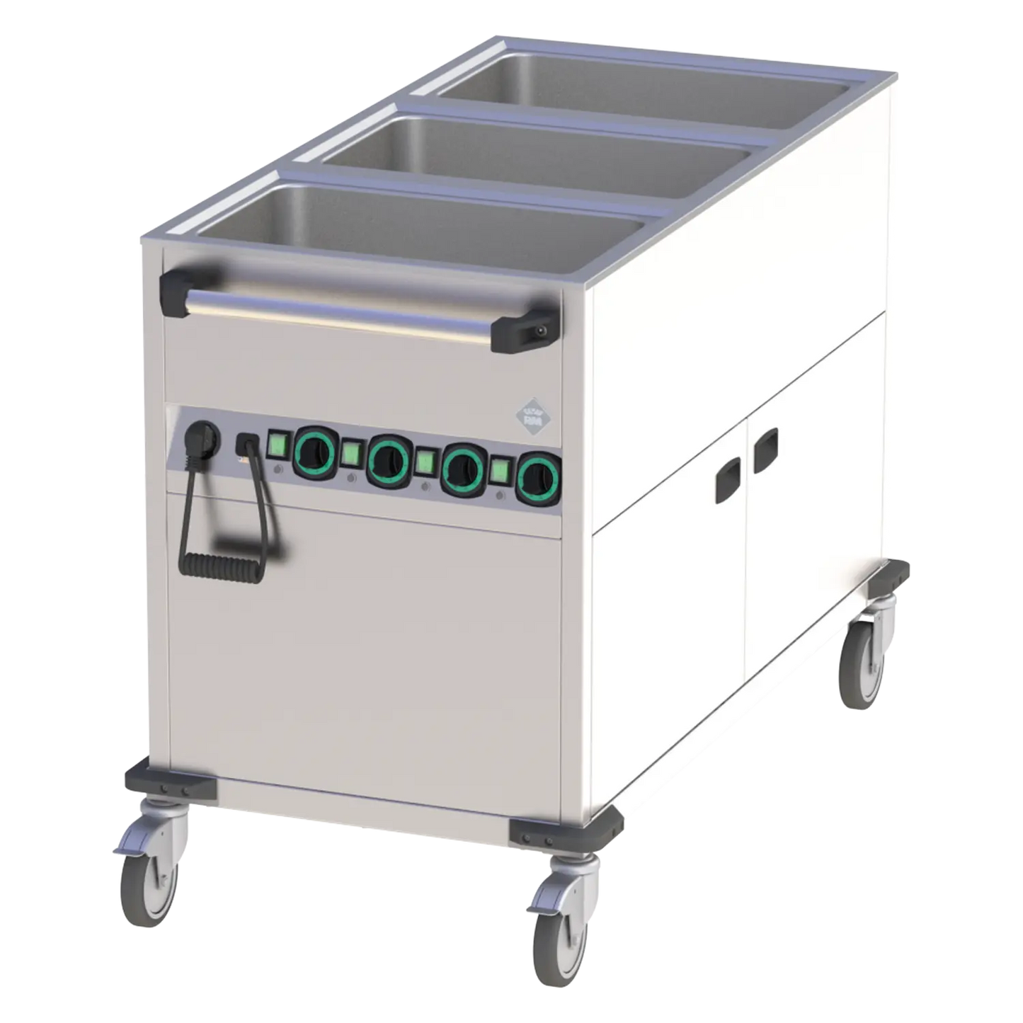Bain marie trolley electric GN 3-1/1 heated cupboard controllers on shorter side | RM - BMPK 3120 CSH