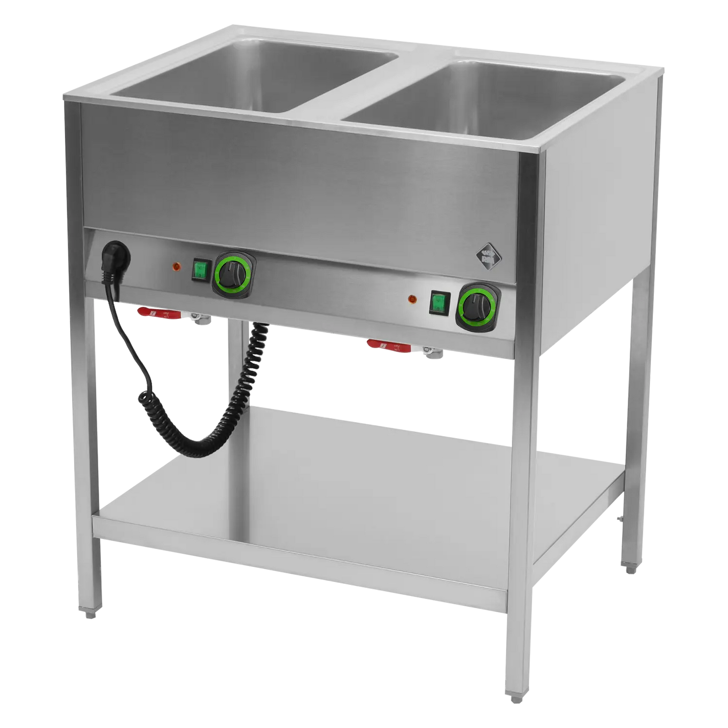 Bain marie stationary electric GN 2-1/1 controllers on longer side with rack | RM - BMSD 2120