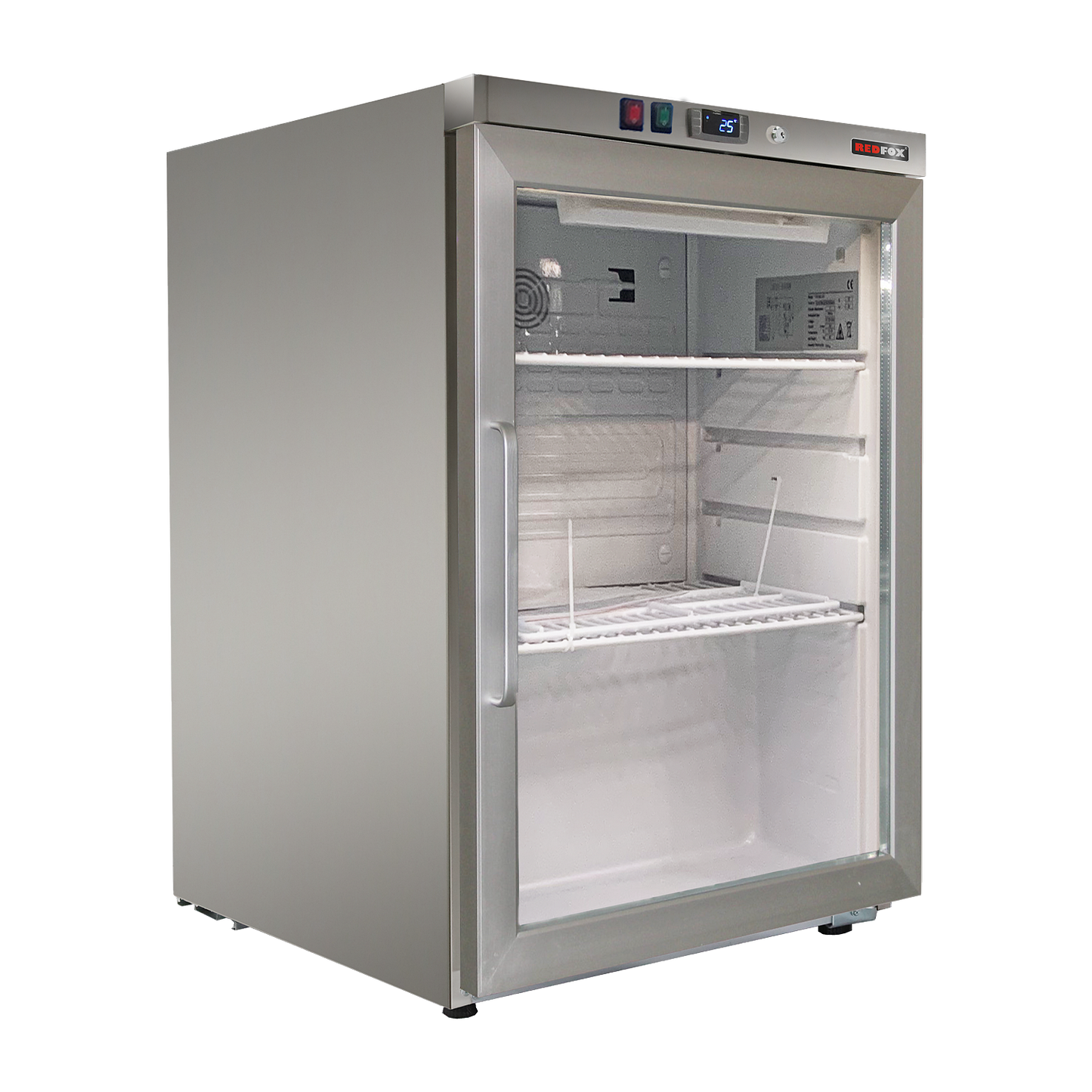 Cooling cabinet 130 l, glass door, stainless steel | REDFOX - DRR 200 GS