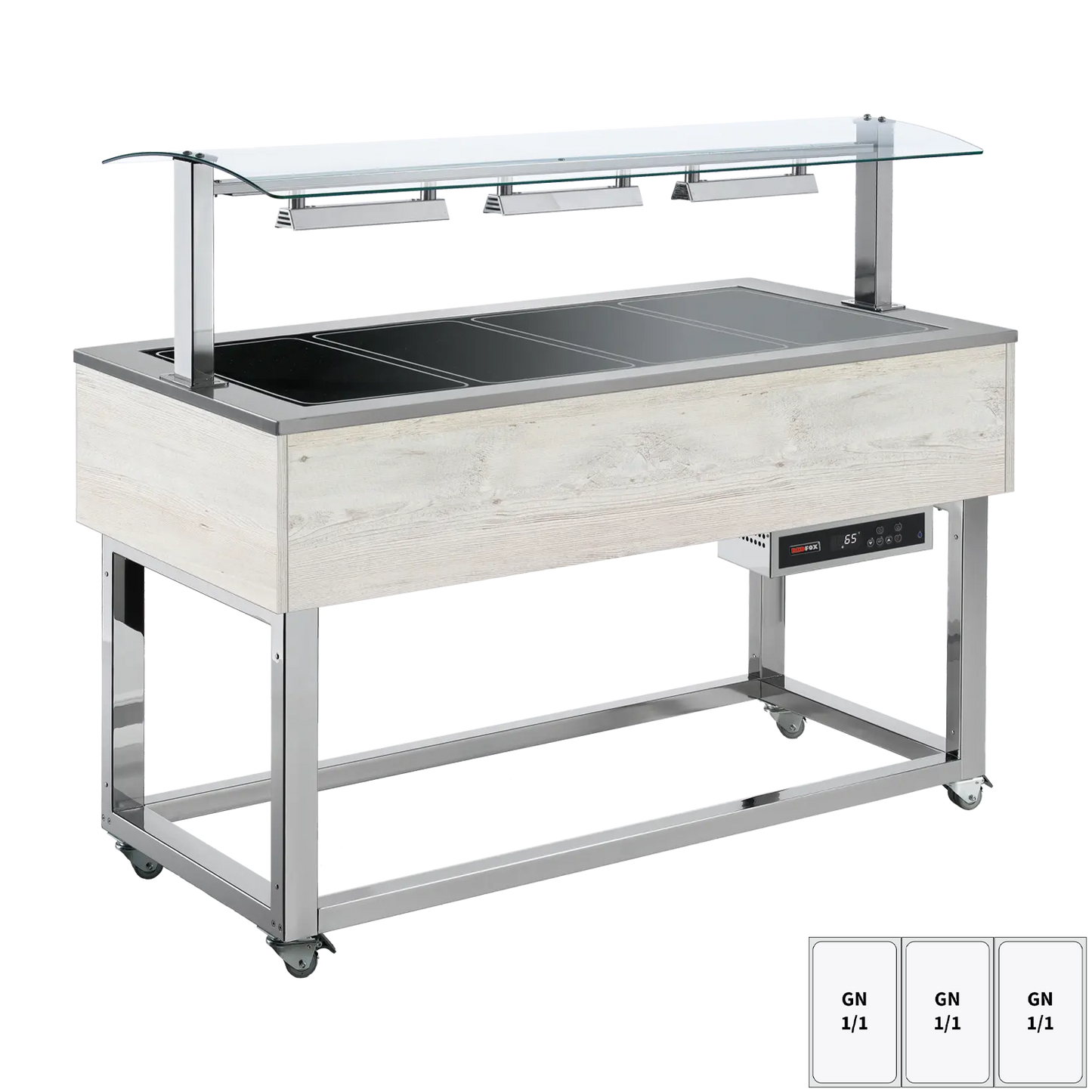 Food display island heated, glass ceramic GN 3-1/1 Hemlock | REDFOX - ES BROWN+ 3H