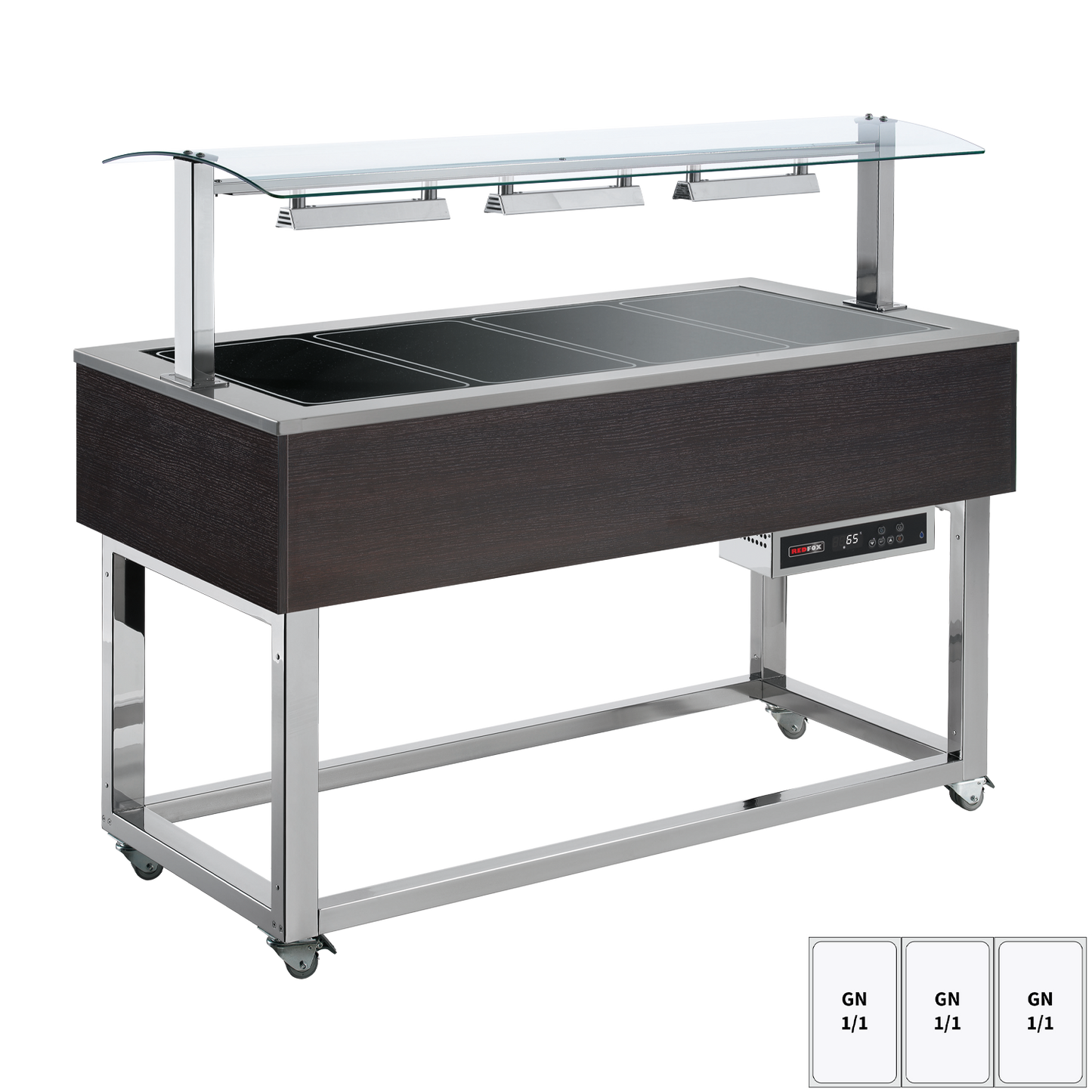 Food display island heated, glass ceramic GN 3-1/1 Wenge | REDFOX - ES BROWN+ 3W