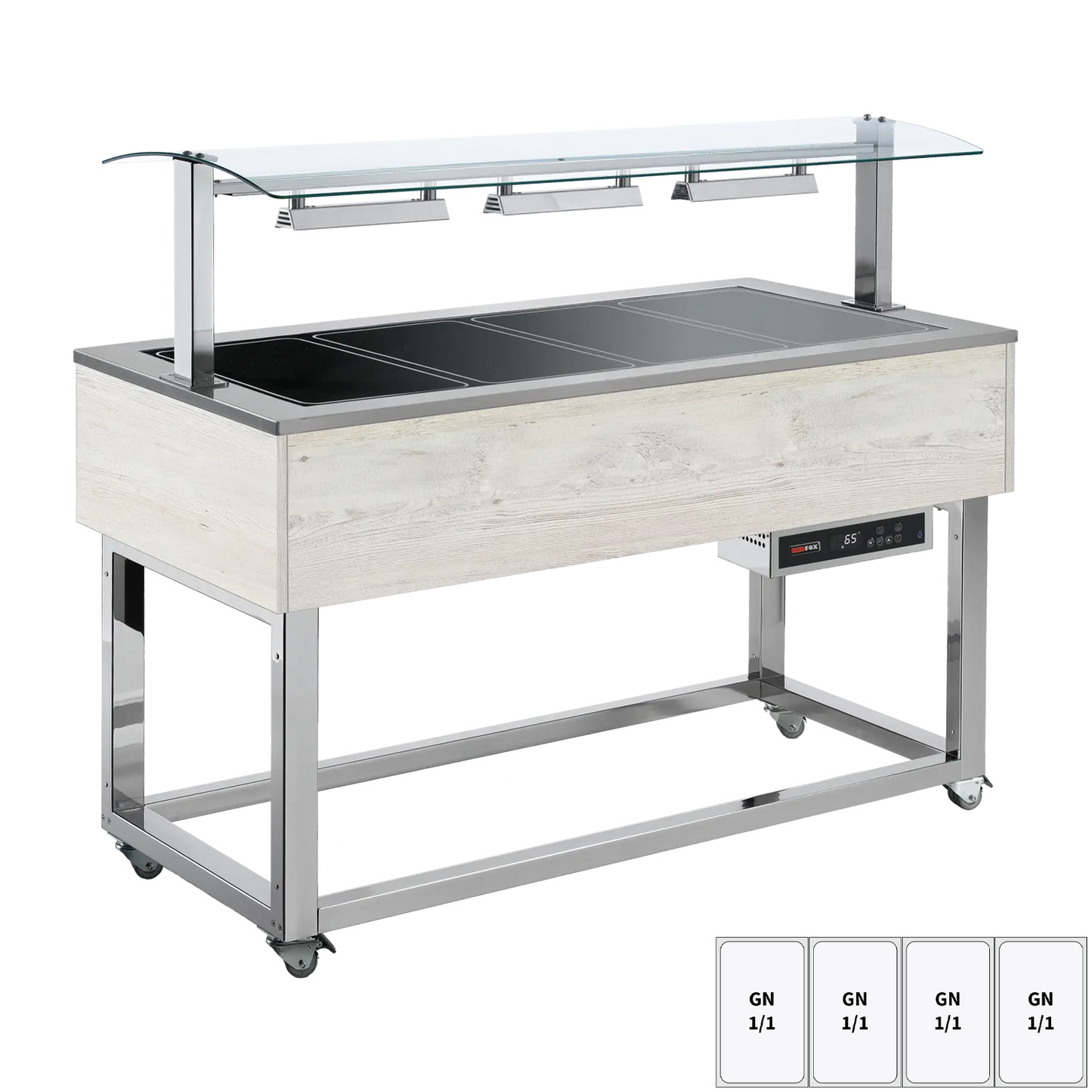 Food display island heated, glass ceramic GN 4-1/1 Hemlock | REDFOX - ES BROWN+ 4H