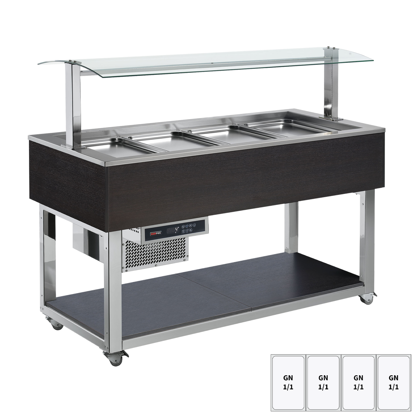 Food display island chilled GN 4-1/1 Wenge | REDFOX - ES GREEN+ 4W
