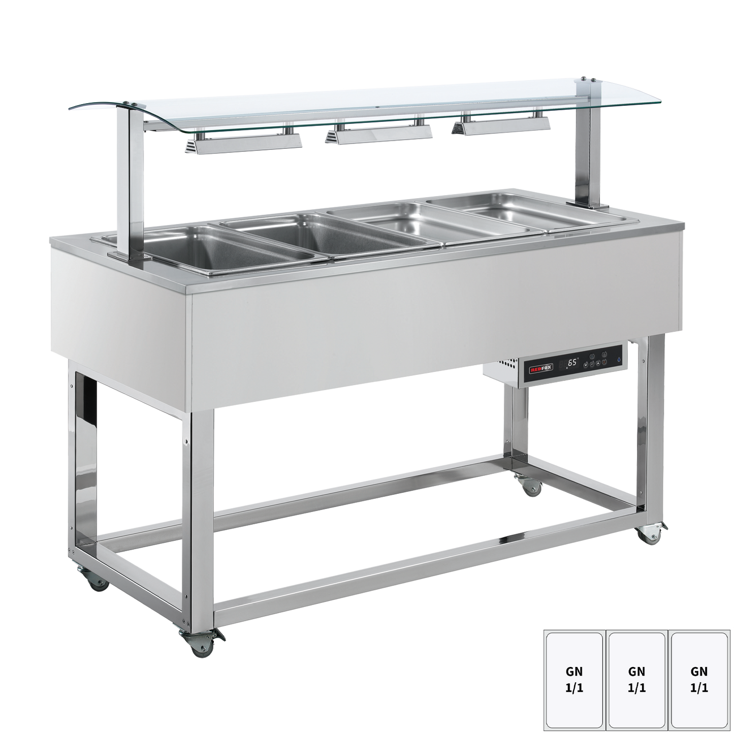 Food display island heated, bain marie tub GN 3-1/1 RAL | REDFOX - ES RED+ 3R