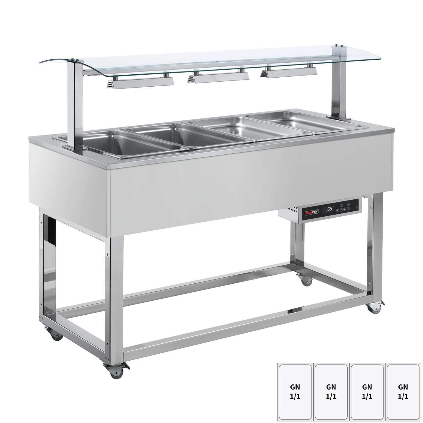 Food display island heated, bain marie tub GN 4-1/1 RAL | REDFOX - ES RED+ 4R