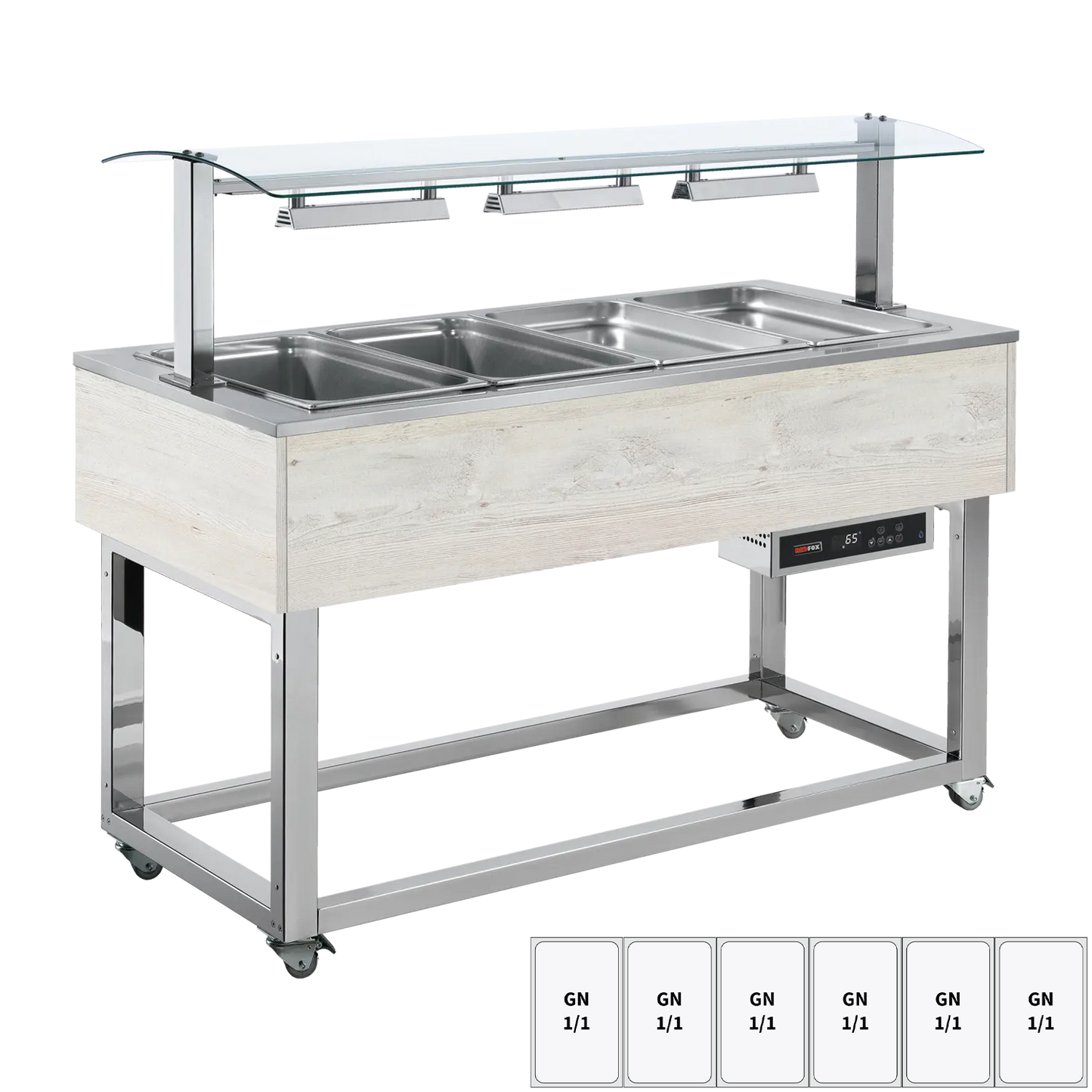 Food display island heated, bain marie tub GN 6-1/1 Hemlock | REDFOX - ES RED+ 6H
