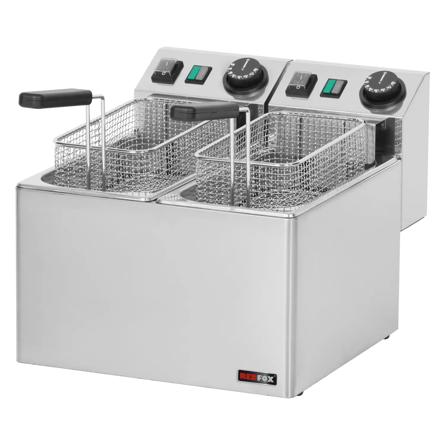 Electric fryer 2 baskets 0,42 kW/l, 5+5 l counter top 230 V | REDFOX - FE 44 E