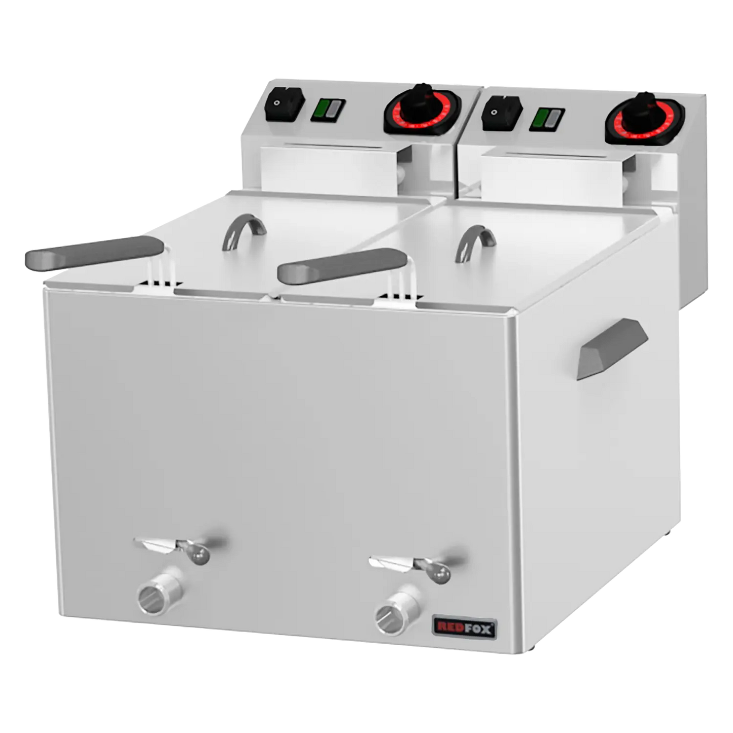 Fryer for fish electric 2 baskets 0,43 kW/l, 8+8 l counter top drain tap 230 V | REDFOX - FE 88 V