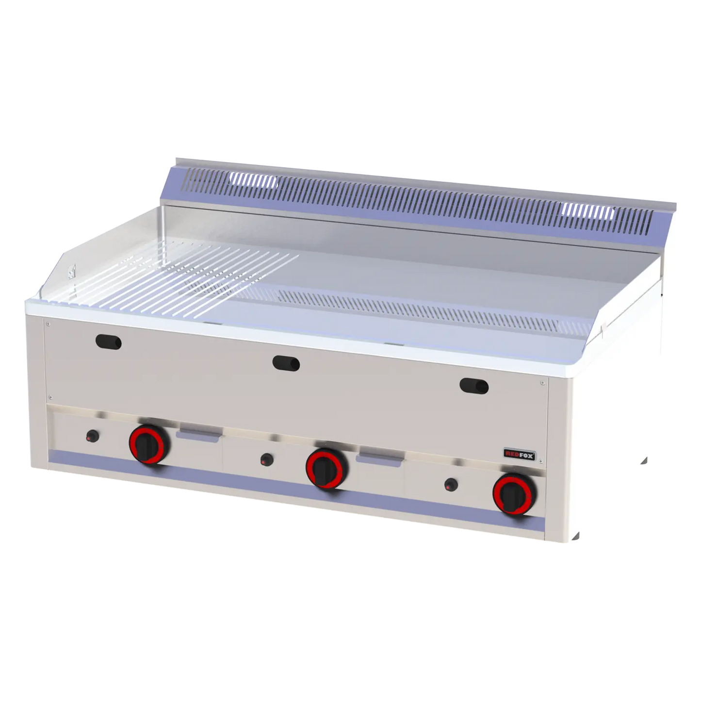 Fry-top griddle plate 97x48 gas chromed combined without cabinet | REDFOX - FTHRC 90 GL